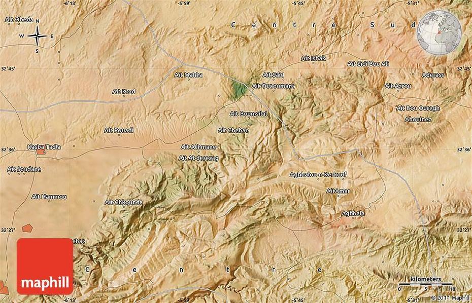 Satellite Map Of Kasba Tadla, Kasba, India, Skoura, Kasba Peth