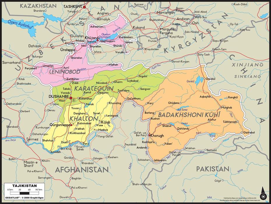 Tajikistan Political Wall Map | Maps, Obburdon, Tajikistan, Tajikistan Physical, Tajikistan Capital