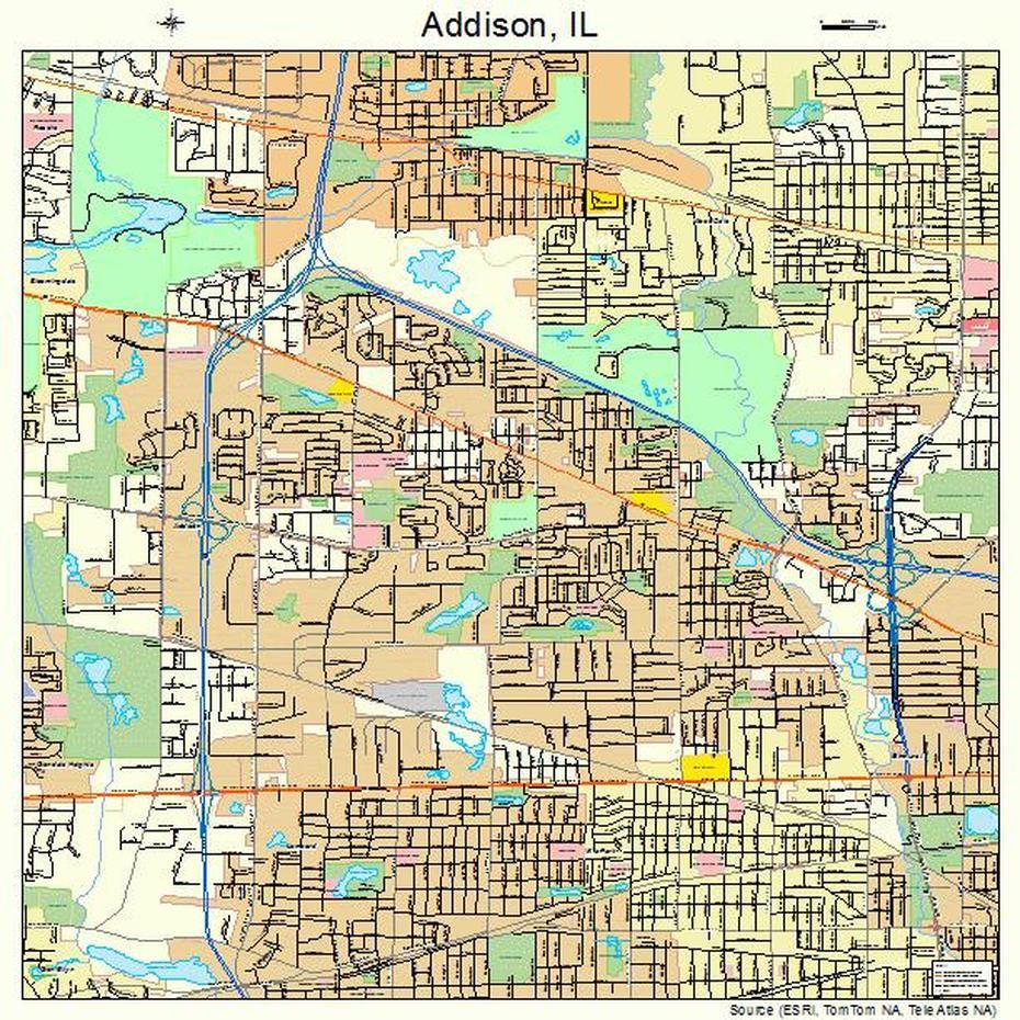 Addison Illinois Street Map 1700243, Addison, United States, Addison Illinois, Addison County Vermont