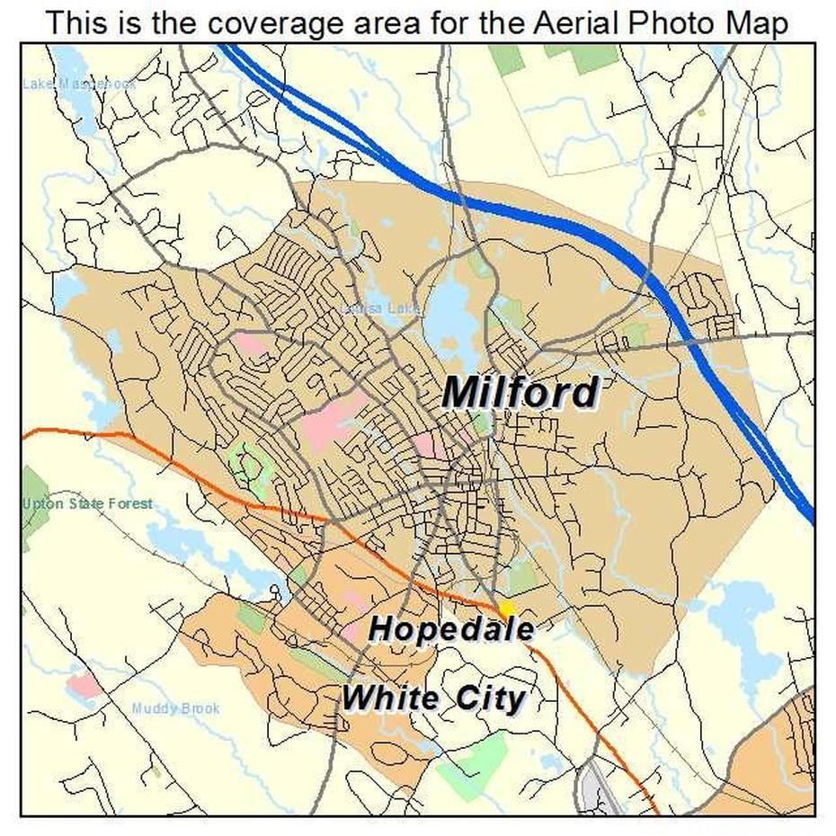Aerial Photography Map Of Milford, Ma Massachusetts, Milford, United States, United States  With Major Cities, United States  Names