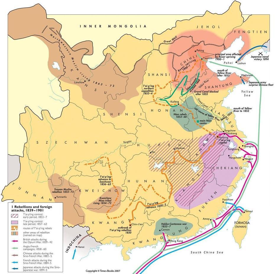 Collapse Of The Qing Dynasty – Rebellion And Foreign Invasions, 1839 …, Qingnian, China, China  Colored, North China