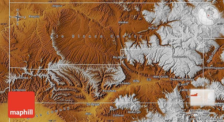 Detailed  United States, United States  Color, County, Garfield, United States