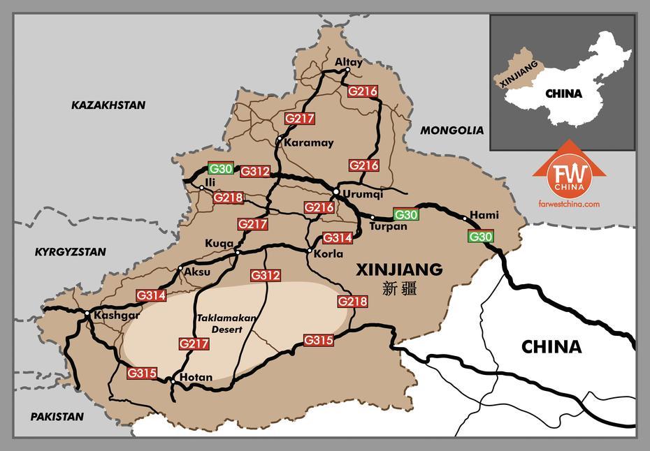 Downloadable Maps Of Xinjiang, China | Xinjiang: Far West China, Xinqiao, China, China  Colored, North China