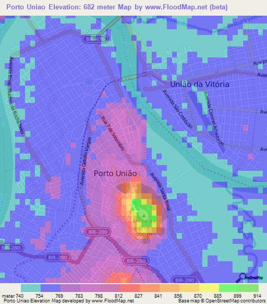 Elevation Of Porto Uniao,Brazil Elevation Map, Topography, Contour, Pôrto União, Brazil, Brazil Capital, Brazil Weather