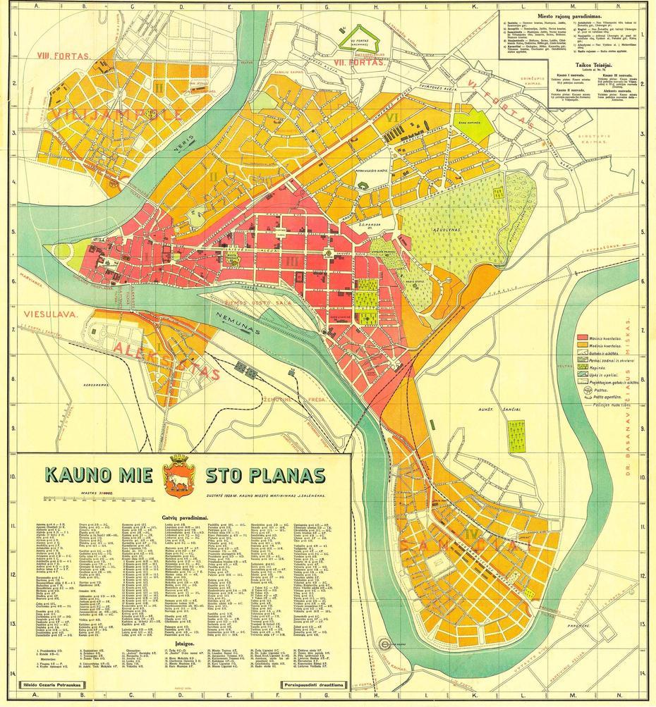 Kaunas-Kowno Map Poster On Paper 1929. Different Sizes. Lithuania …, Kaunas, Lithuania, Lithuania World, Vilnius