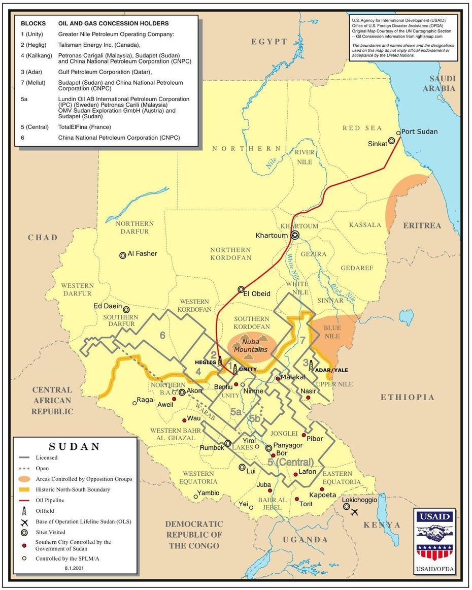 Map Of The Oil Pipeline From The North/South Border To Port Sudan, Port Sudan, Sudan, Sudan Street, Sudan Coast