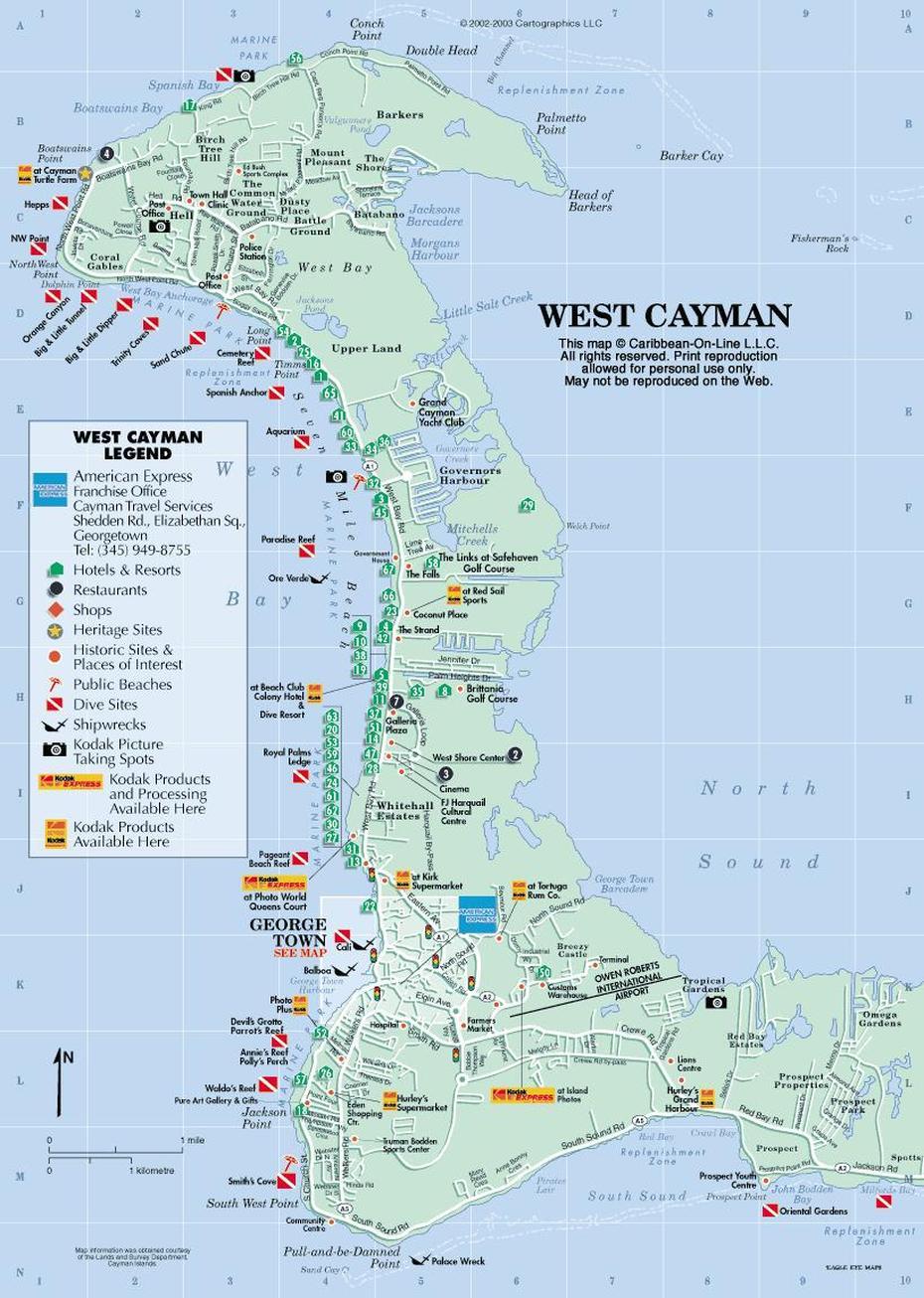 A Map Showing West Bay, The Seven Mile Beach Area, George Town And …, George Town, Cayman Islands, Grand Cayman Road, Cayman Islands World