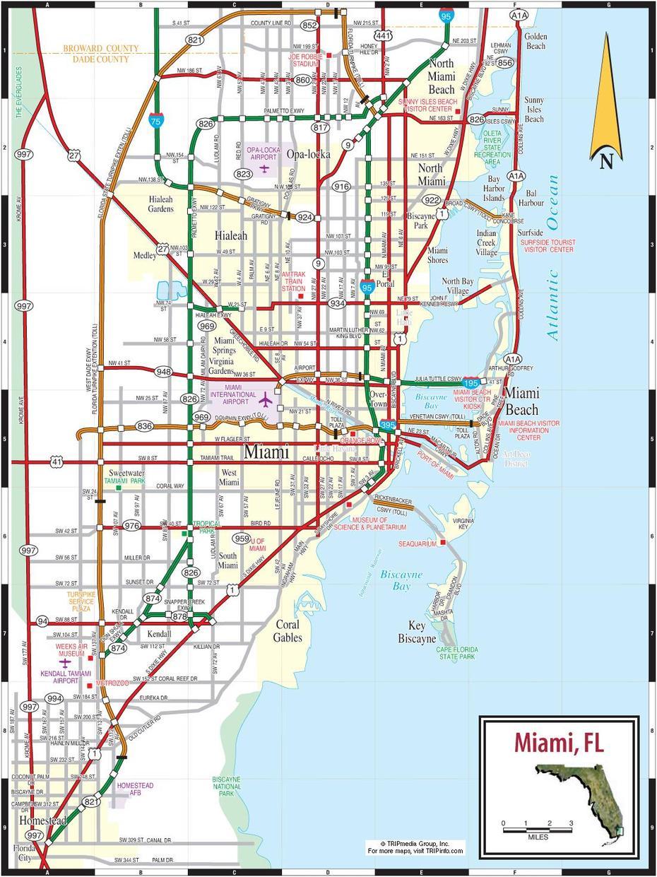 Miami Map – Toursmaps, Miami, United States, United States And Hawaii, United States  Large Wall