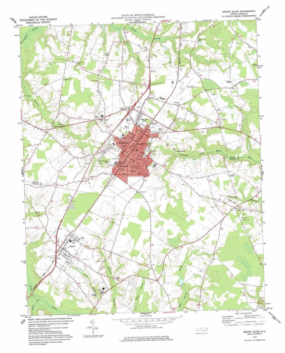 Mount Olive Topographic Map, Nc – Usgs Topo Quad 35078B1, Mount Olive, United States, Bethany Bethphage Jerusalem, Mount Olive Nc