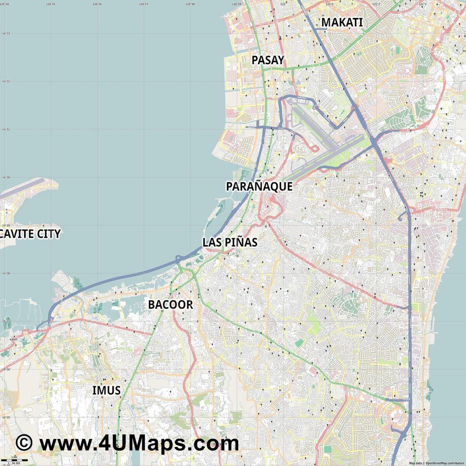 Pdf, Svg Scalable City Map Vector Las Pinas, Las Piñas City, Philippines, Las Pinas 1, Muntinlupa Philippines