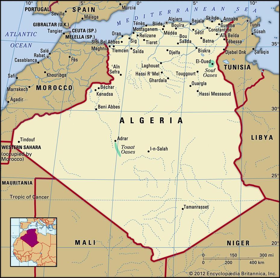 Physical  Of Algeria, French Algeria, Flag, Algiers, Algeria
