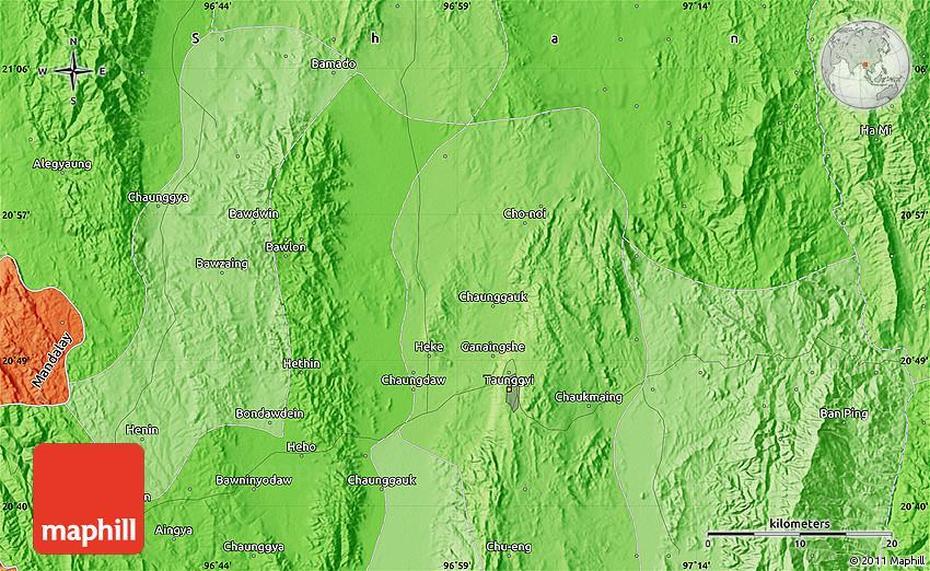 Political Map Of Taunggyi, Taunggyi, Myanmar, Myanmar States, Myanmar Views