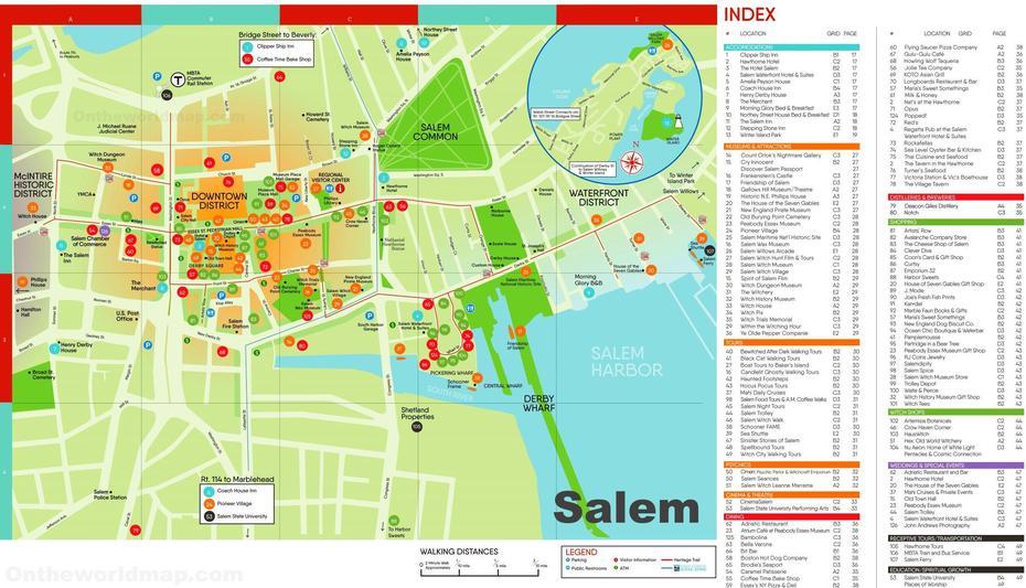 Salem Hotels And Sightseeings Map, Salem, United States, Printable  Of Salem Oregon, City  Of Salem Ma