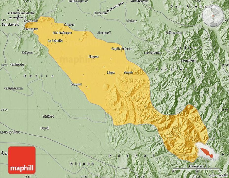 Savanna Style Map Of Longavi, Longaví, Chile, Capital Of Chile, Of Chile With Cities