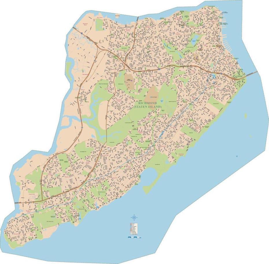 Staten Island Downtown Map | Digital| Creative Force, Staten Island, United States, United States And Hawaii, United States Of America Cities