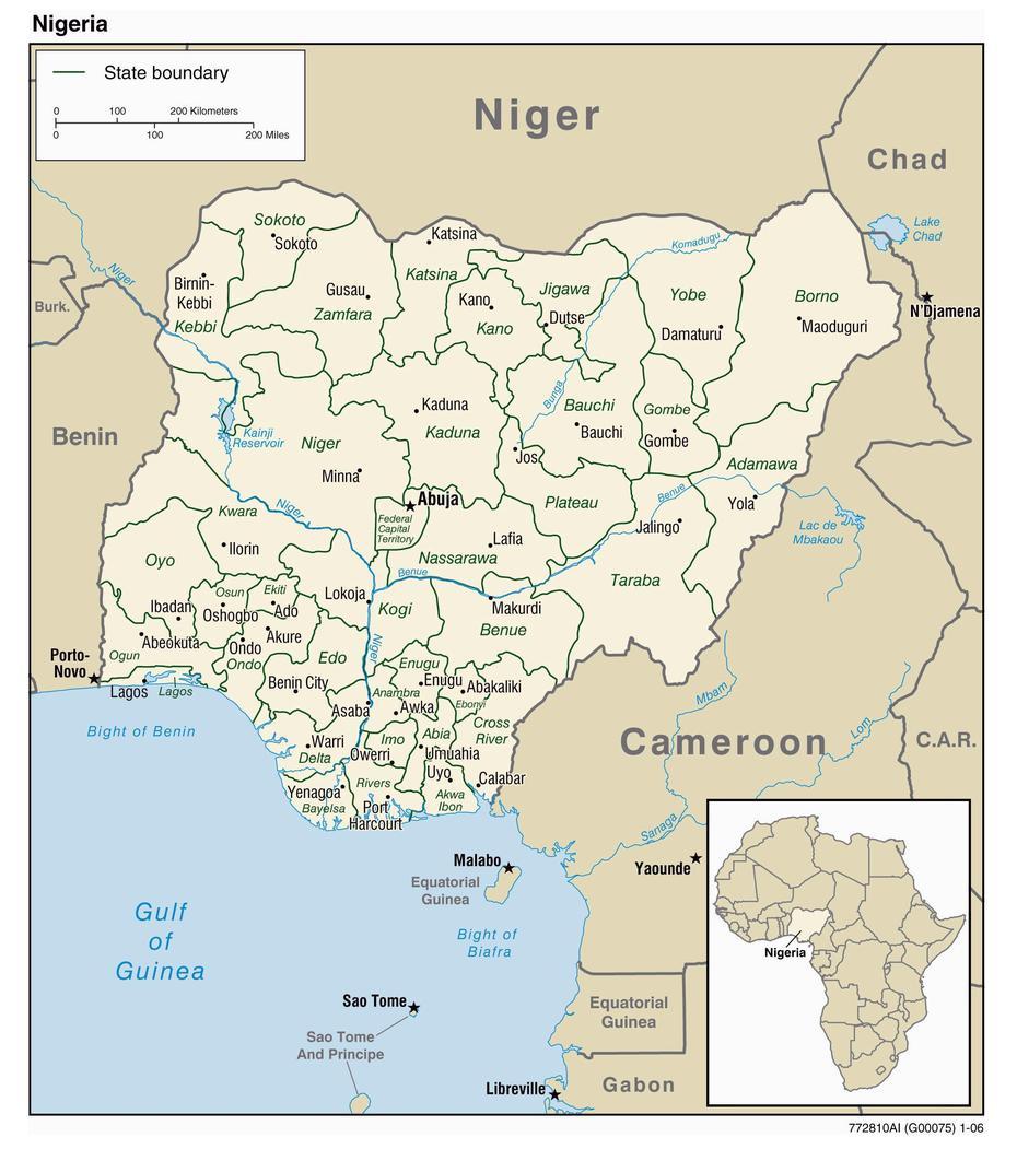 Administrative Map Of Nigeria With Major Cities. Nigeria Administrative …, Choba, Nigeria, Chocoladeboter, Butter