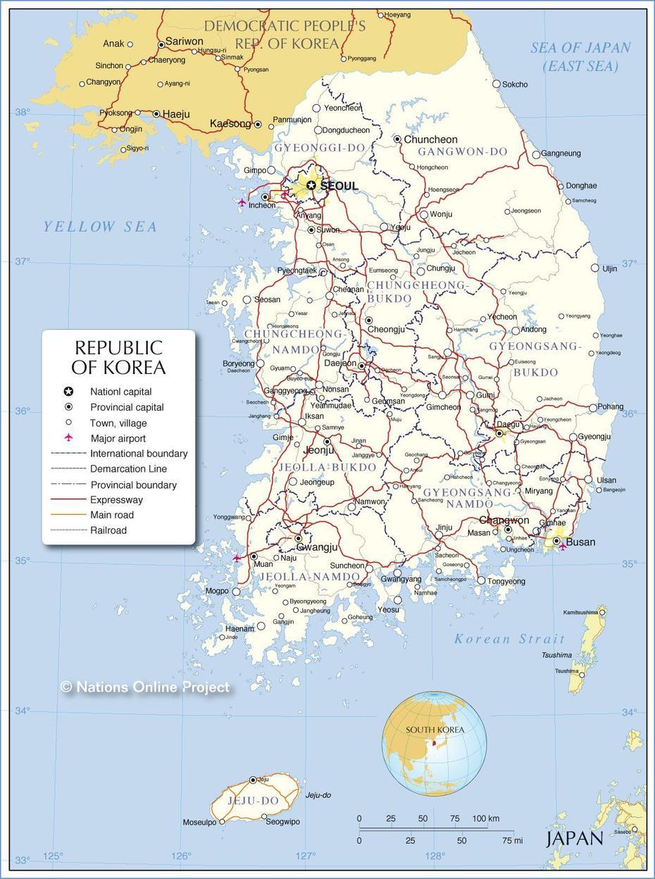 Administrative Map Of South Korea – Nations Online Project, Gimpo, South Korea, Gimpo, South Korea