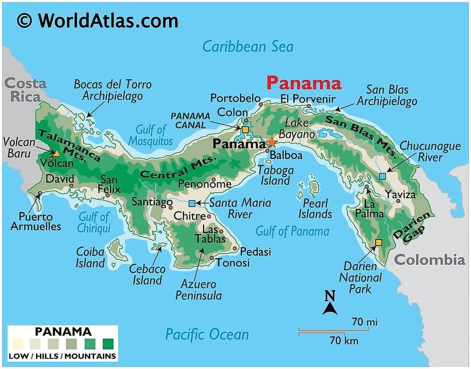 Detailed  Of Panama Canal, Panama Road, World Atlas, Kusapín, Panama