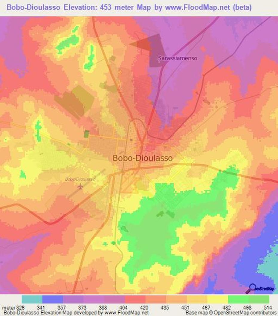 Elevation Of Bobo-Dioulasso,Burkina Faso Elevation Map, Topography, Contour, Bobo-Dioulasso, Burkina Faso, Banfora Burkina Faso, Burkina Faso West Africa