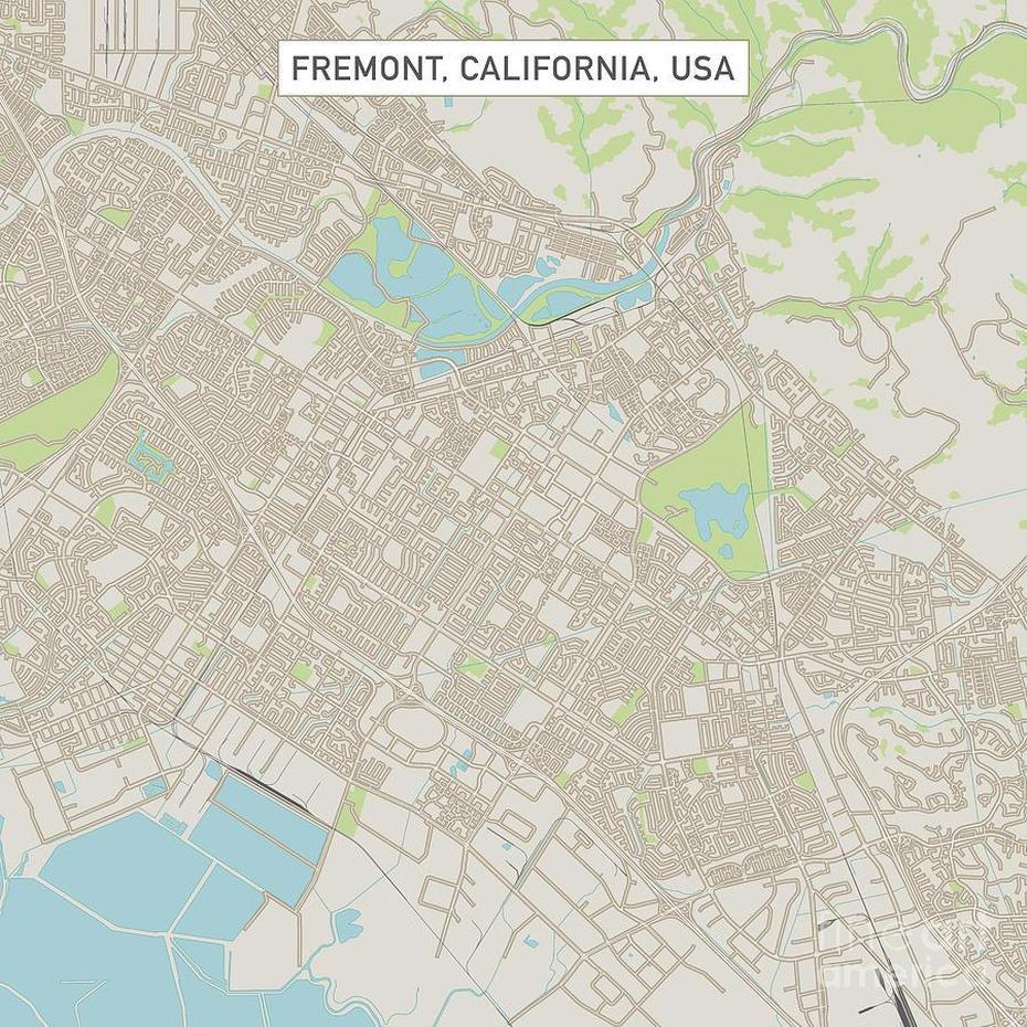 Fremont California Us City Street Map Digital Art By Frank Ramspott, Fremont, United States, United States  Color, United States  With City