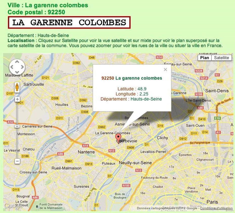 Gestion De Google Maps Api V3 | Blog De Didier Straus, La Garenne-Colombes, France, Image De Colombe, Colombes Ville