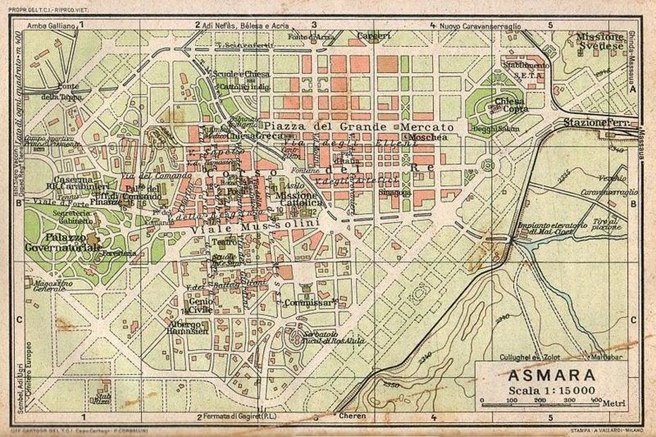 Map Of Asmara, Eritrea 1929 : Papertowns, Asmara, Eritrea, Eritrea Political, Eritrea Detailed