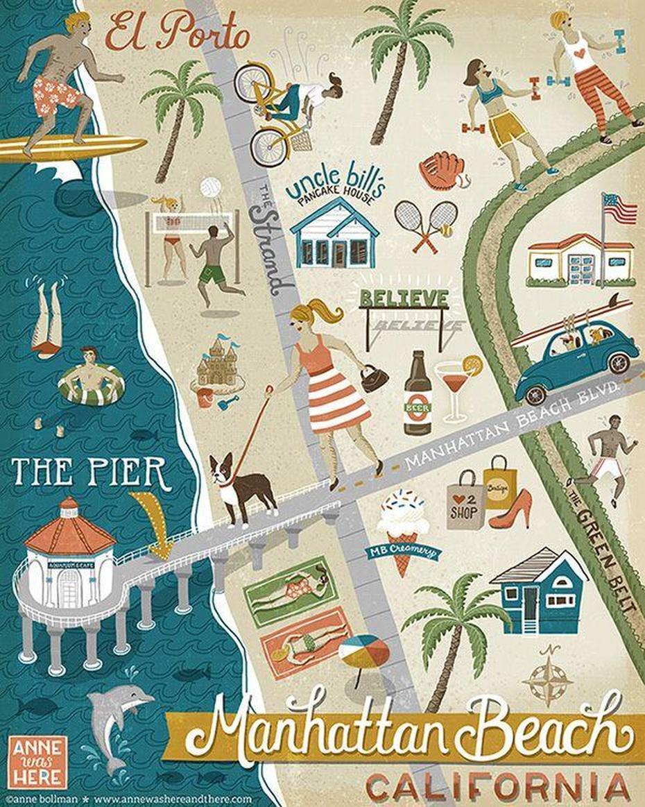 Map Of Manhattan Beach On Behance | Illustrated Map, Travel Infographic …, Manhattan Beach, United States, Manhattan Beach Los Angeles, Manhattan Beach Pier Ca