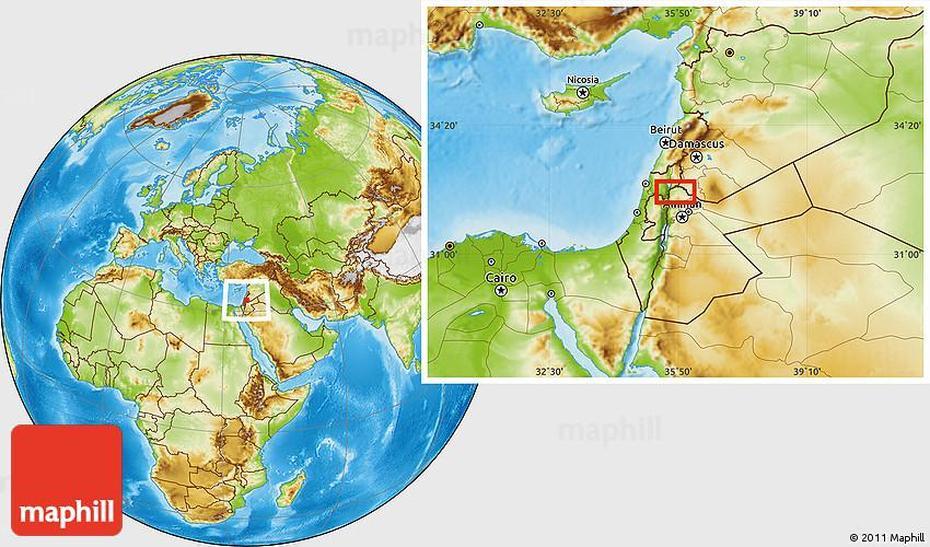 Physical Location Map Of Ash Shajarah, Ashshajarah, Jordan, Jordan Location, Jordan  Detailed