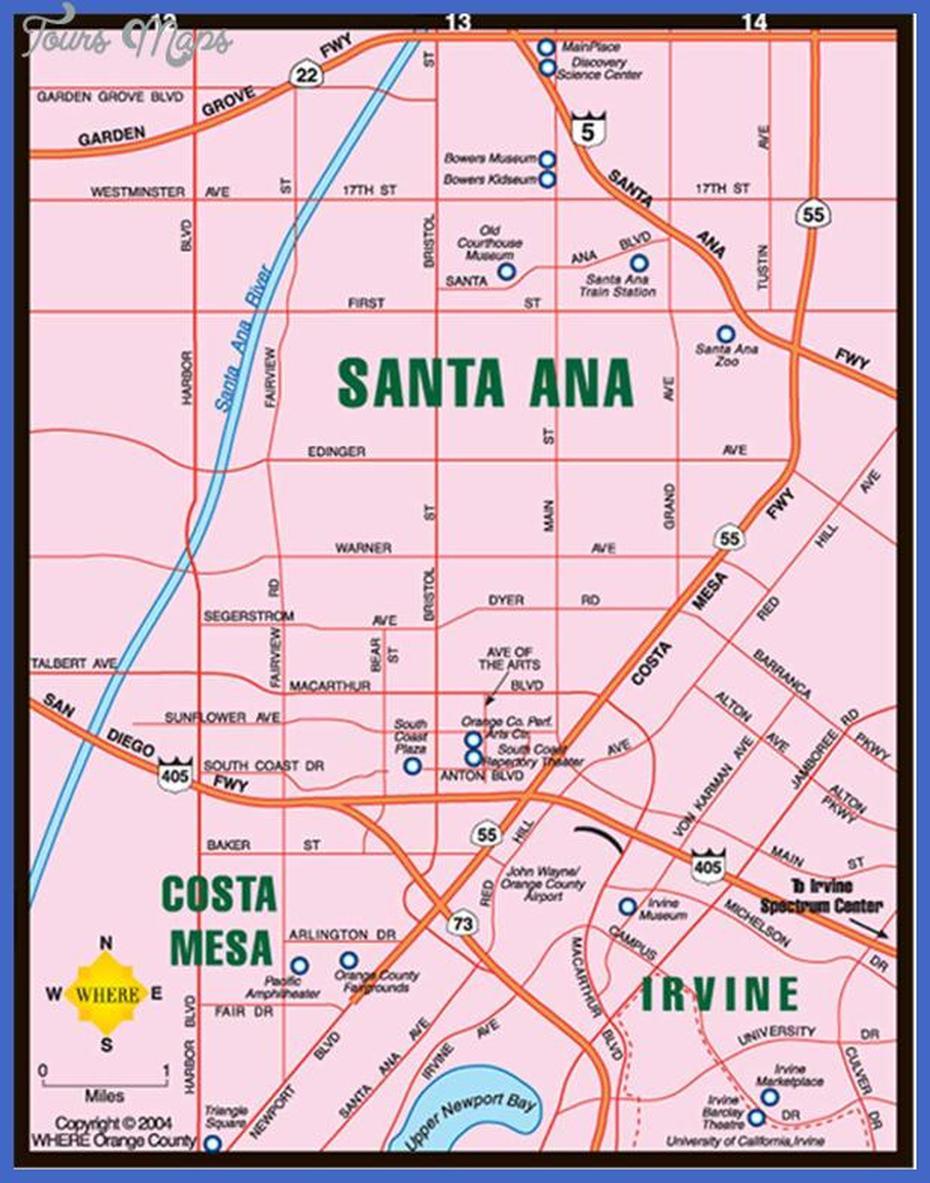 Santa Ana Map Tourist Attractions – Toursmaps, Santa Ana, Venezuela, Pasadena, Santa Ana City