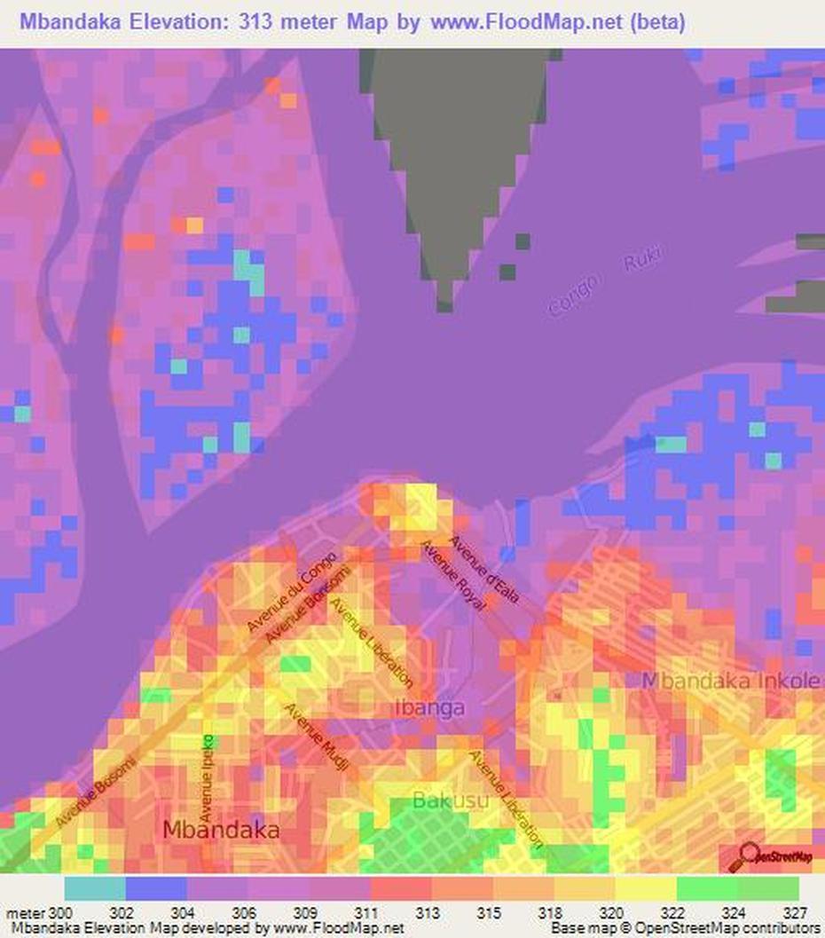 Democratic Republic Congo, Kinshasa Location, Elevation , Mbandaka, Congo (Kinshasa)