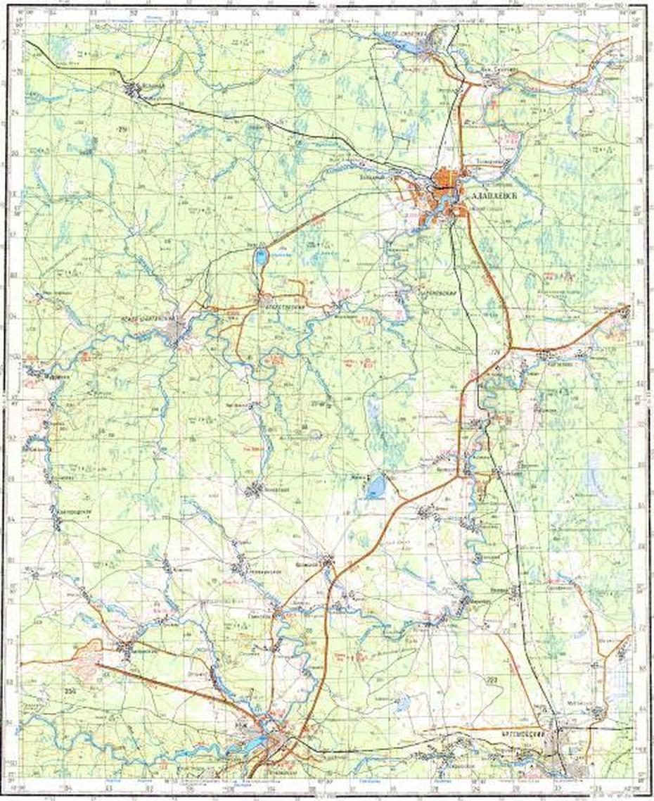 Download Topographic Map In Area Of Alapayevsk, Rezh, Artemovskiy …, Alapayevsk, Russia, Russia  With Countries, Western Russia