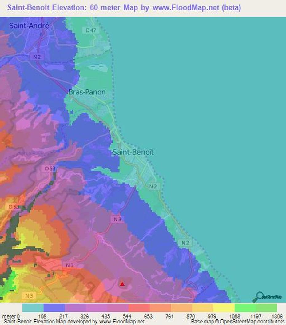 Elevation Of Saint-Benoit,Reunion Elevation Map, Topography, Contour, Saint-Benoît, Reunion, Saint -Denis Reunion, Saint Anne
