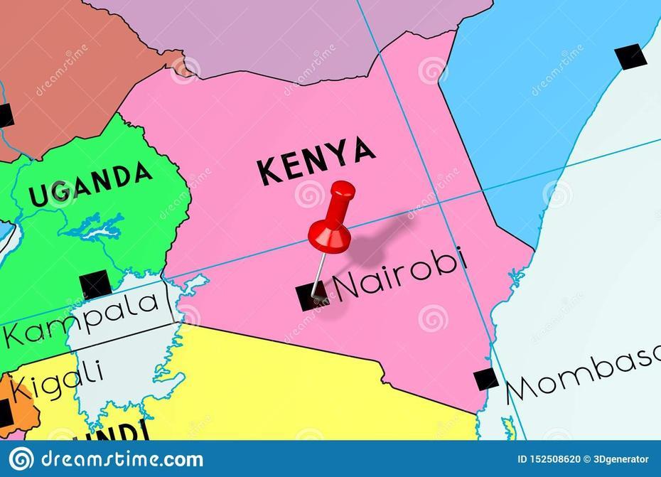 Kenya, Nairobi – Capital City, Pinned On Political Map Stock …, Nairobi, Kenya, Kenya  Regions, Nairobi Africa
