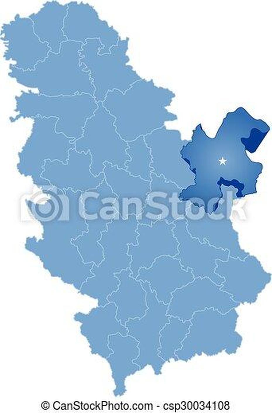 Map Of Serbia, Subdivision Bor District Is Pulled Out, Isolated On …, Bor, Serbia, Serbia Cities, Serbia Scenery