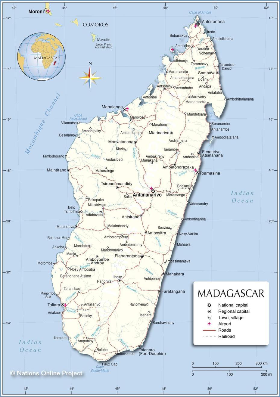 Political Map Of Madagascar – Nations Online Project, Anosiala, Madagascar, Madagascar Mountains, Madagascar Rainforest