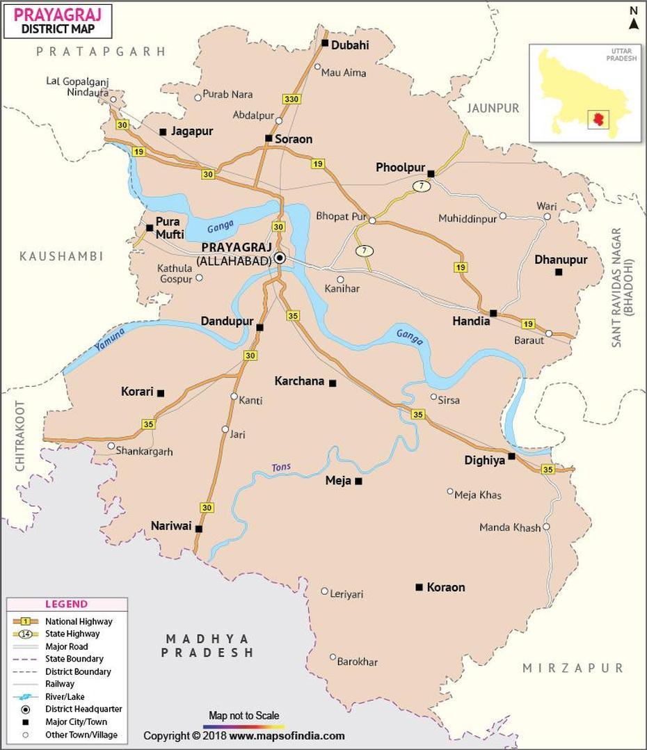 Prayagraj District Map, Prayagraj, India, Allahabad, Allahabad India