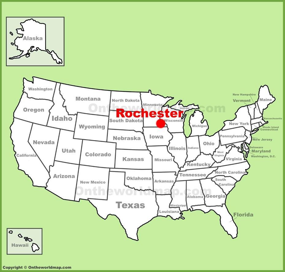 Rochester (Minnesota) Location On The U.S. Map, Rochester, United States, 50 United States, United States America  Usa