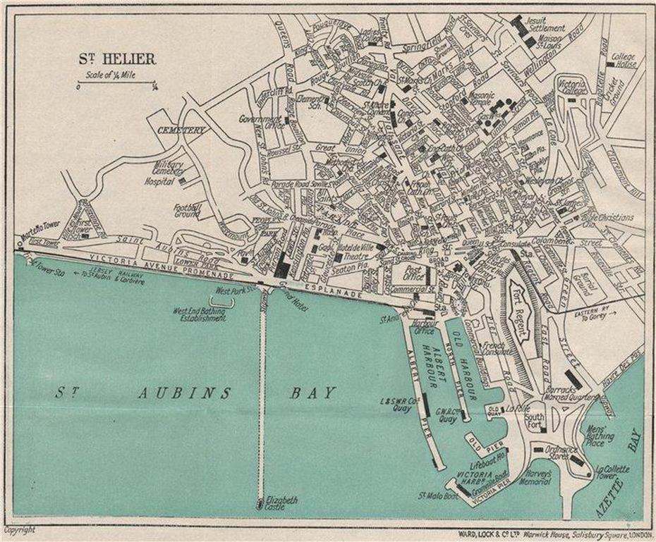 St. Helier Vintage Town City Plan. Jersey Channel Islands. Ward Lock …, Saint Helier, Jersey, St Helier Uk, Saint Helier Jersey Island