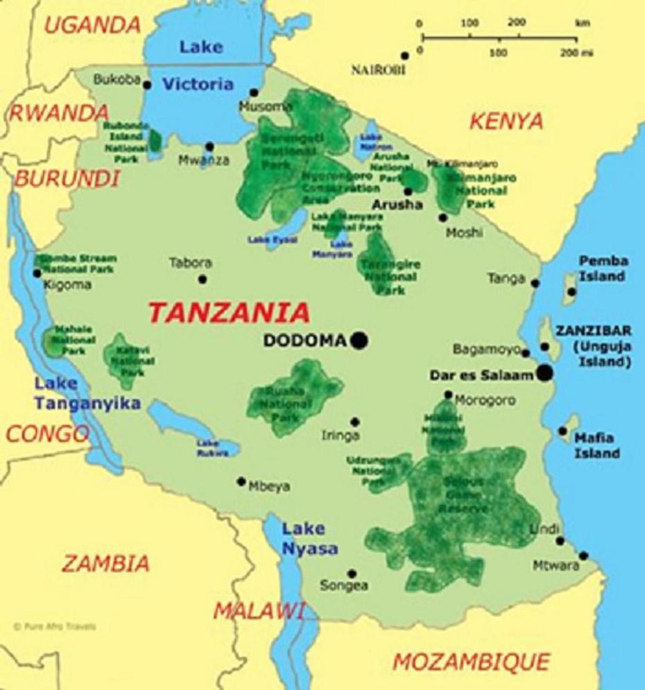 Tanzania  With Regions, Kilimanjaro Tanzania, Hani Adventures, Masanwa, Tanzania