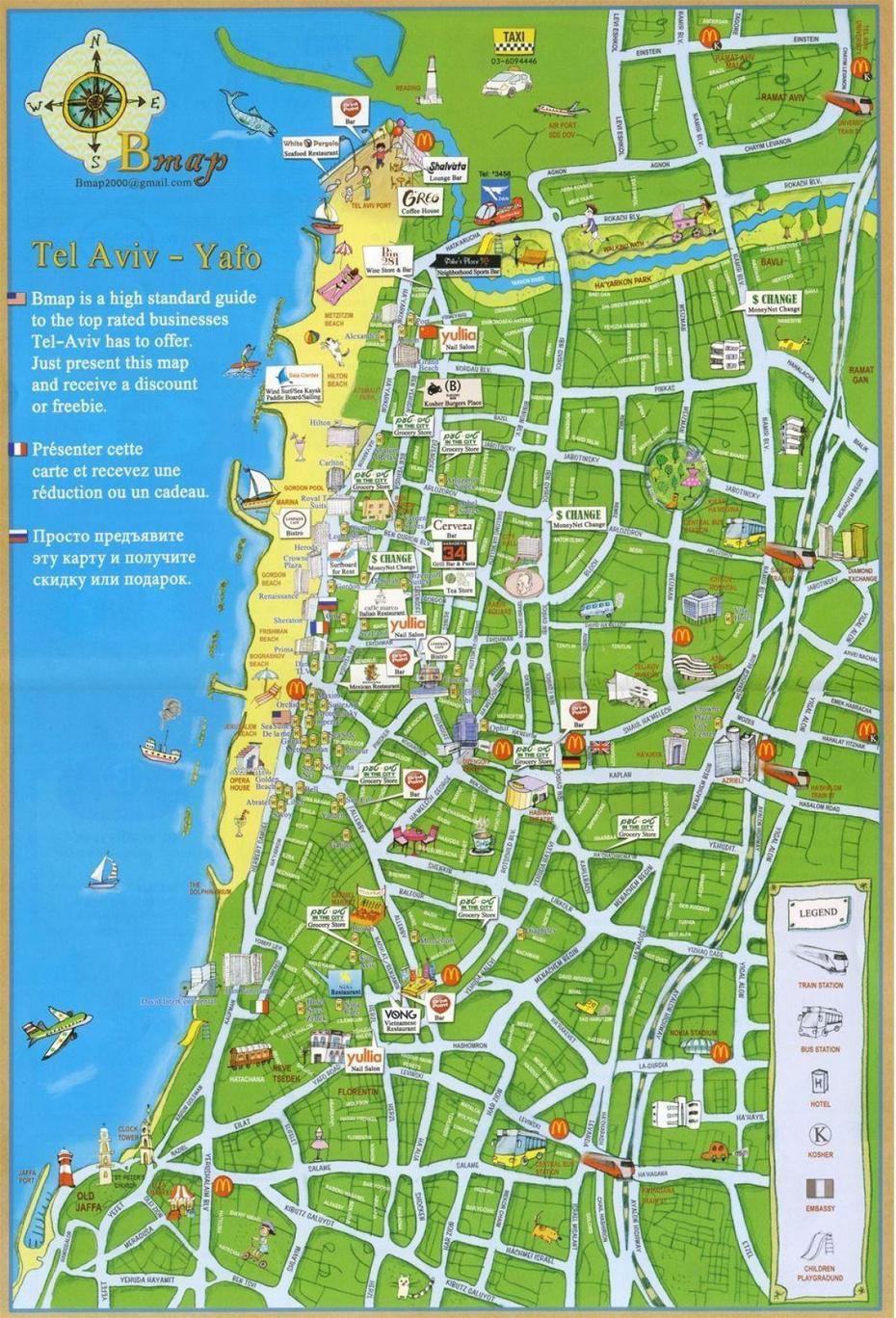 Tel Aviv Tourist Map – Tel Aviv-Jaffa Sehenswurdigkeiten Karte (Israel), Tel Aviv-Yafo, Israel, Jerusalem Tel Aviv, Tel Aviv Homes
