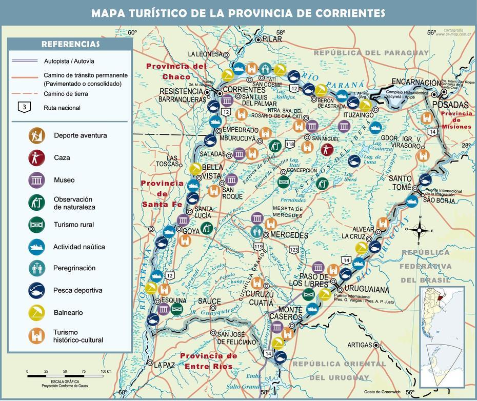 Tourist Map Of The Province Of Corrientes | Gifex, Corrientes, Argentina, A De Cordoba Argentina, A De Argentina Provincias