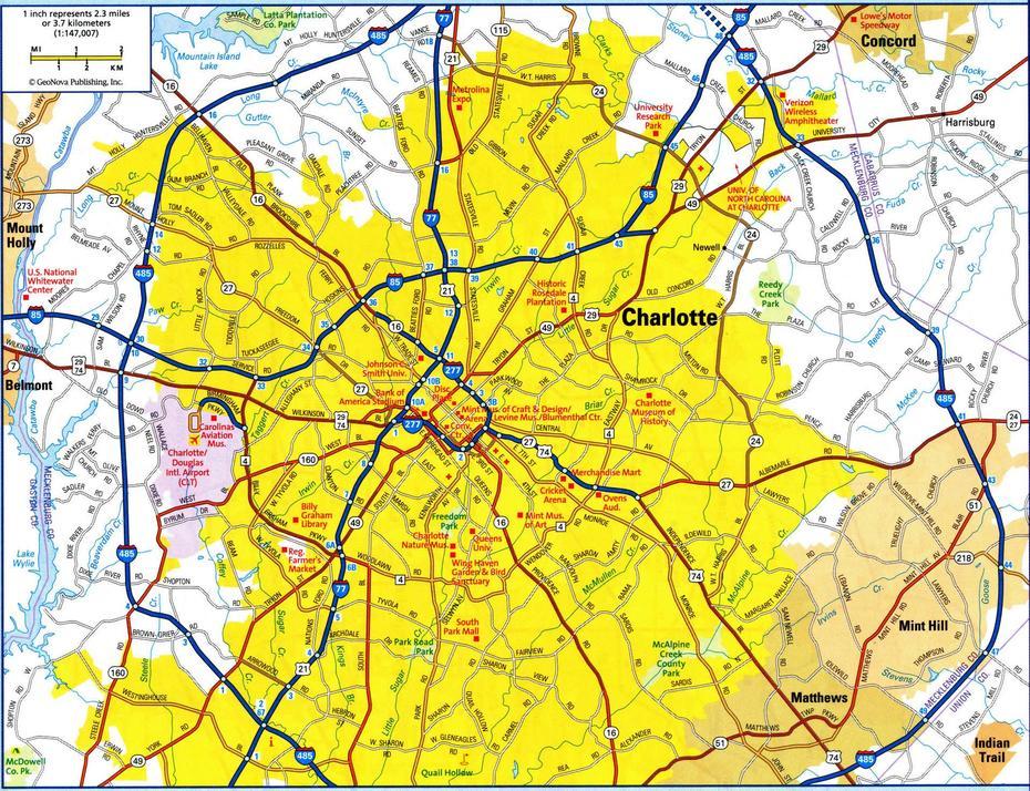 Charlotte Nc City Map.Free Printable Detailed Map Of Charlotte City …, Charlotte, United States, Marshall Park Charlotte North Carolina, Charlotte Bobcats Logo