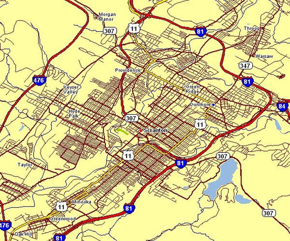 City Map Of Scranton, Scranton, United States, Downtown Scranton, Scranton Area
