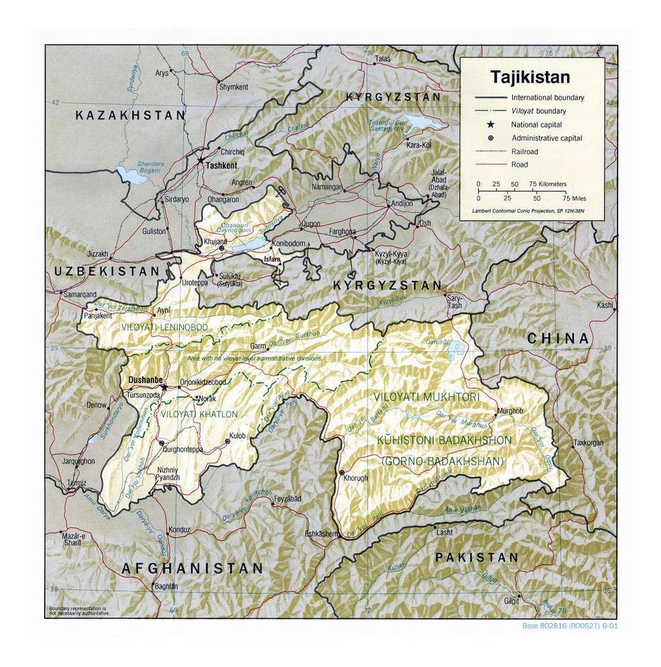 Detailed Political And Administrative Map Of Tajikistan With Relief …, Dahana, Tajikistan, Tajikistan Religion, Tajikistan Geography