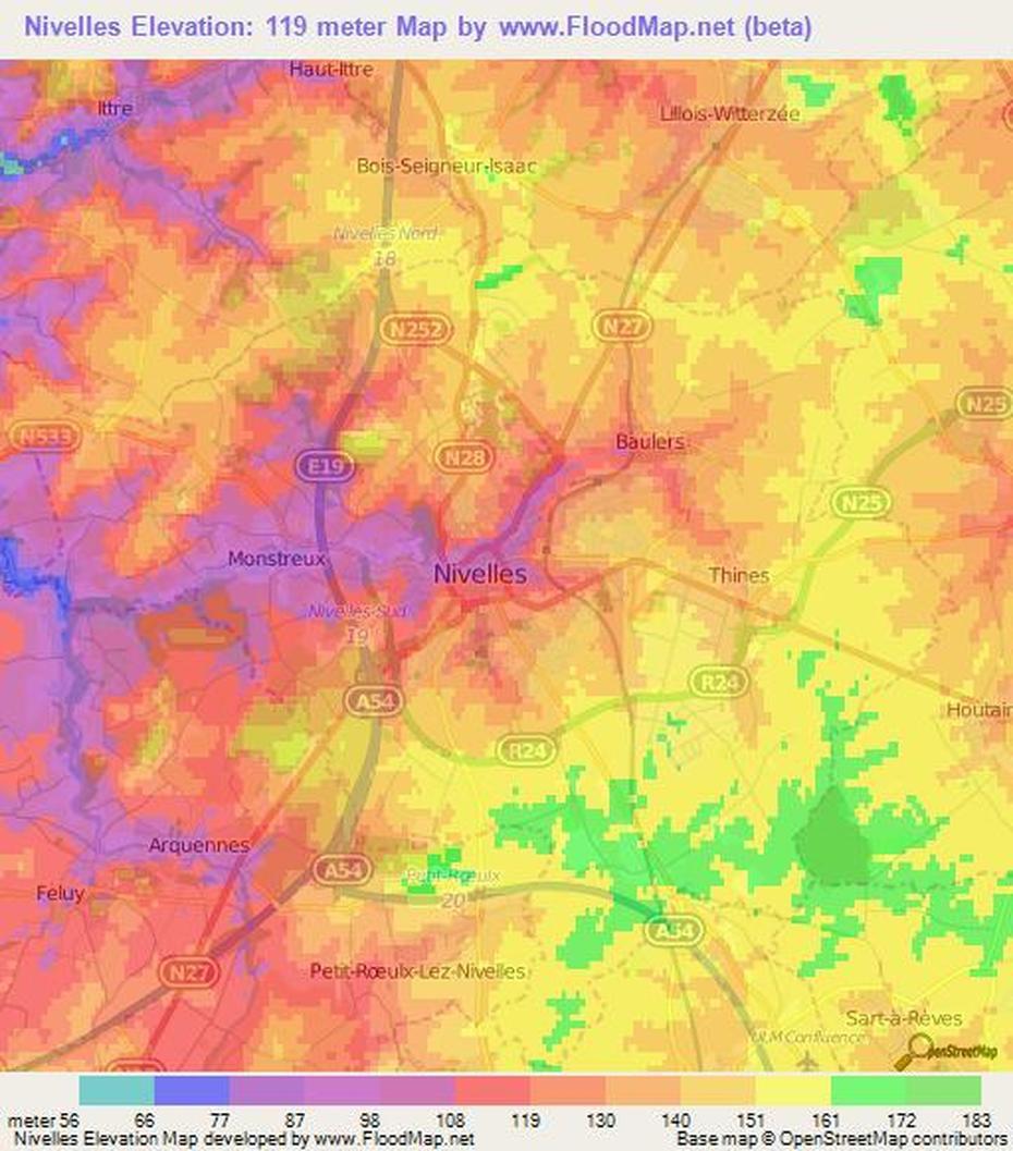Elevation Of Nivelles,Belgium Elevation Map, Topography, Contour, Nivelles, Belgium, Brussels  Cathedral, Casteau Belgium