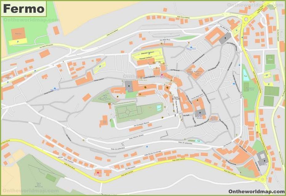 Fermo Old Town Map, Fermo, Italy, Ascoli Piceno Italy, Central Italy