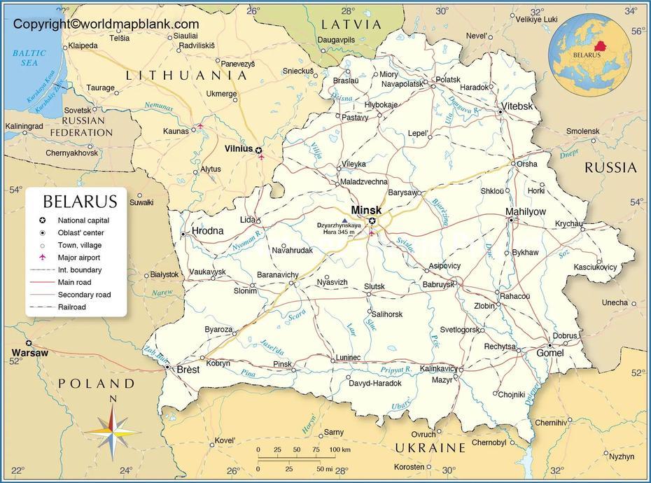 Labeled Map Of Belarus | World Map Blank And Printable, Smarhon’, Belarus, Minsk Russia, Detailed  Of Belarus