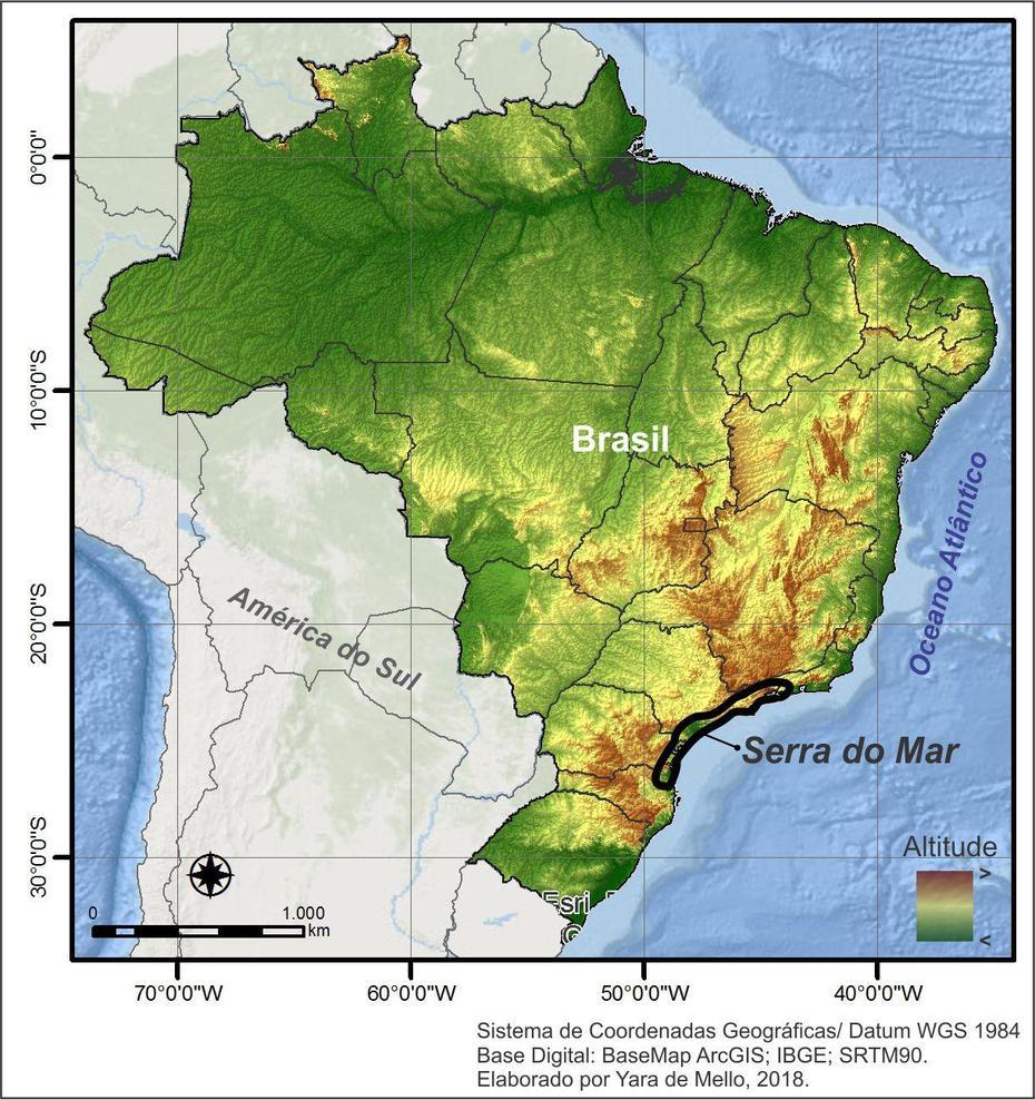 Localizacao Geografica Da Serra Do Mar, Brasil. Elaborado Por Yara De …, Serra, Brazil, Serra Dos Orgaos, Aparados Da Serra National Park