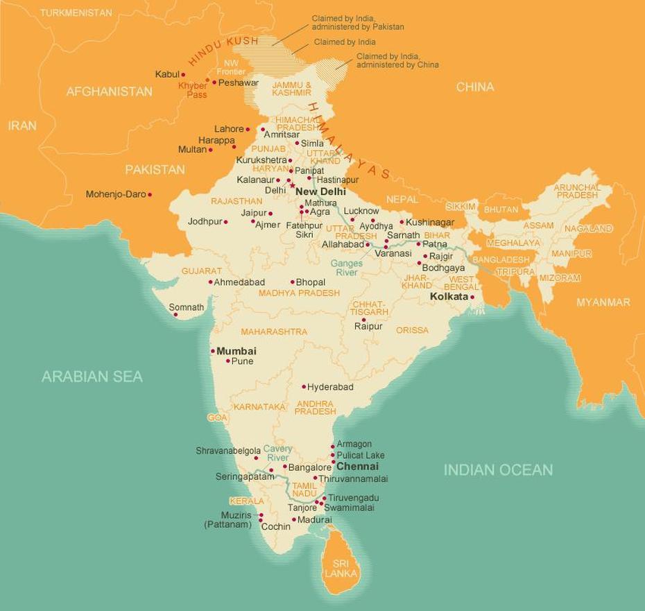 Map Of India | The Story Of India – Resources | Pbs, Shrīgonda, India, Alandi, Pune City