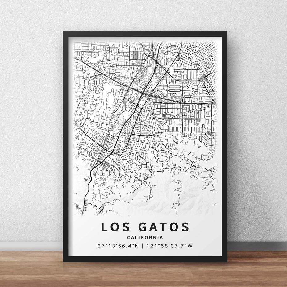 Printable Map Of Los Gatos California Ca United States With | Etsy, Los Gatos, United States, Downtown Los Gatos, Hotel Los Gatos